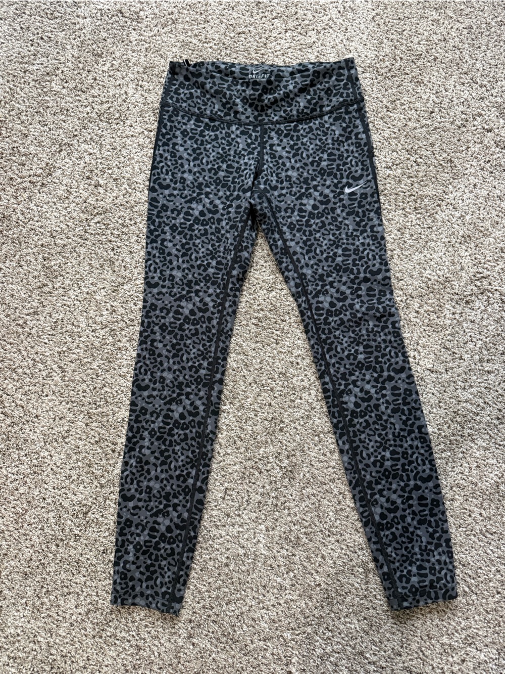 Nike Dri-FIT Black and Gray Leopard Print Leggings